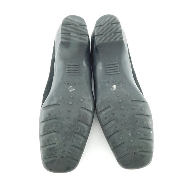 AQUATALIA Black Weatherproof Suede Leather Block Heel Zipper Ankle Booties 9 - Picture 6 of 9